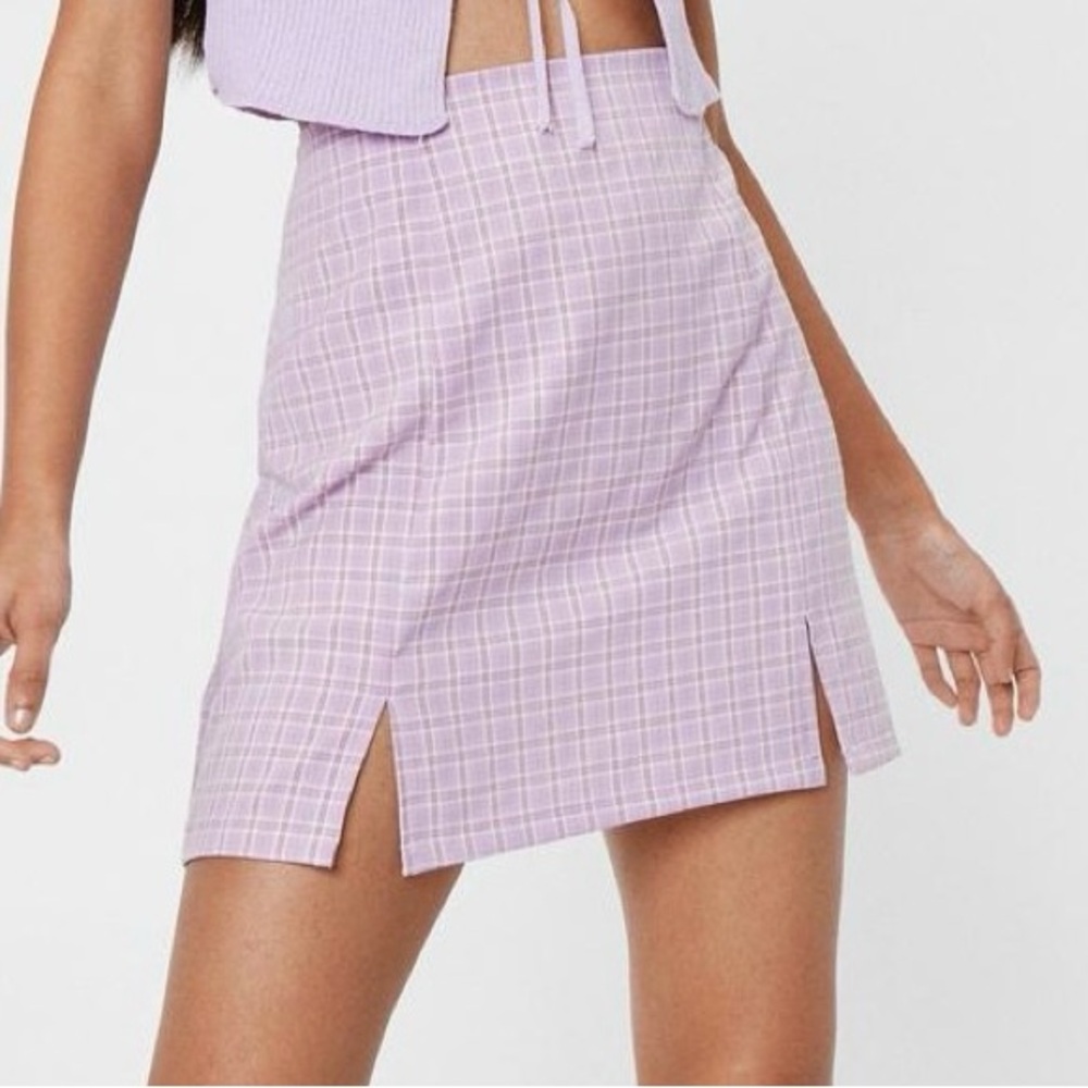 Nasty Gal Purple Check Mini Skirt NWT